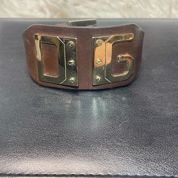 Dolce & Gabbana Brown Leather Wide adjustable buckle bracelet with COA - Picture 5 of 5